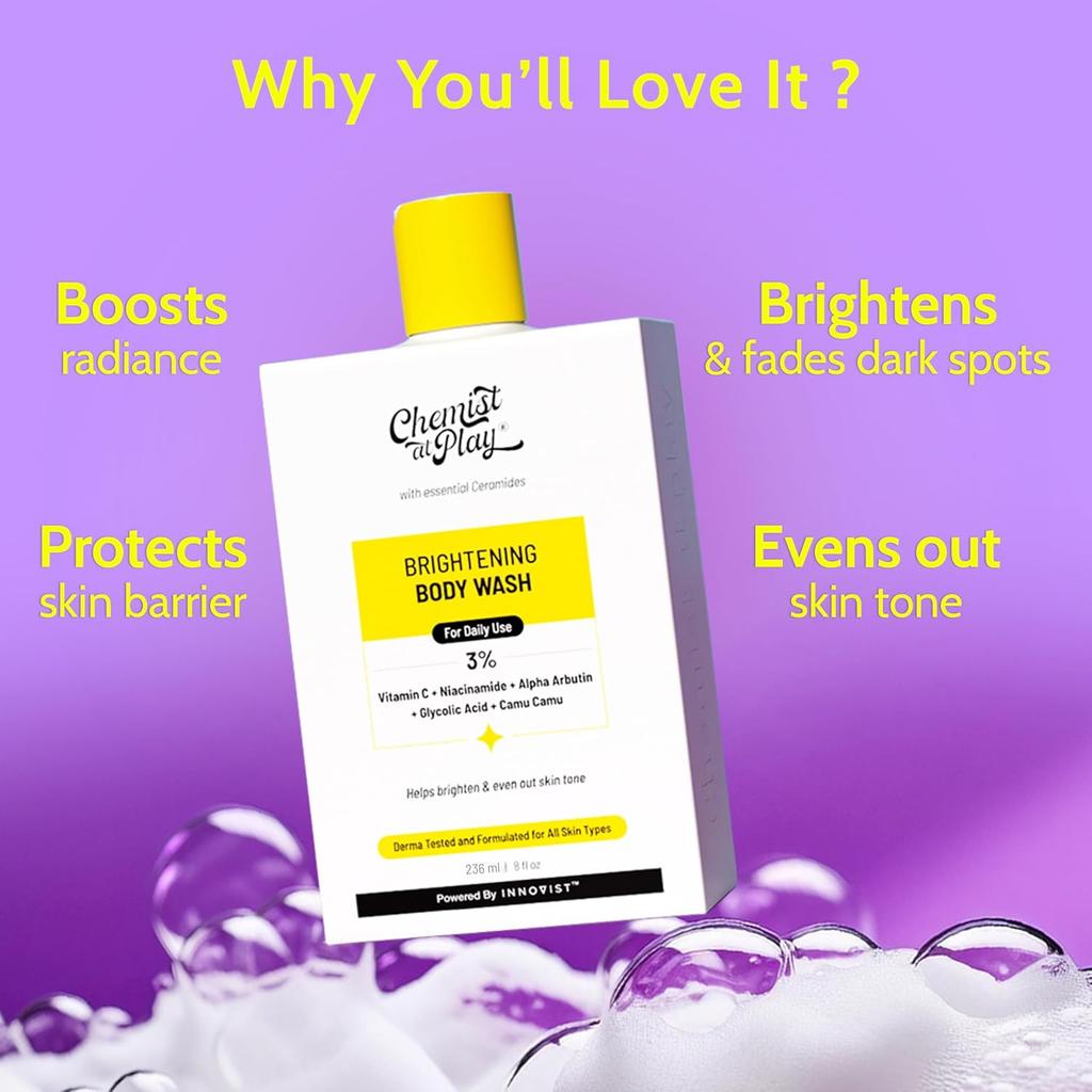 Chemist At Play Aufhellendes Körperwaschmittel 236ml Packung mit 1 Mit Vitamin C Alpha-Arbutin Für strahlende Haut
