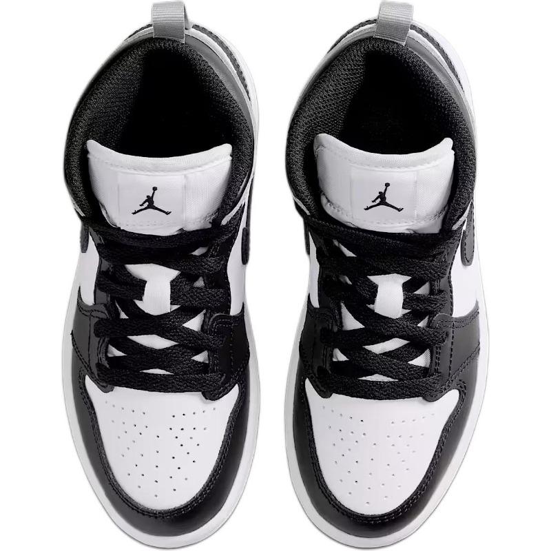 Air Jordan 1 Mid kids mid-top basketball shoes white black comfortable versatile durable for little kids & big kids DQ8424-101