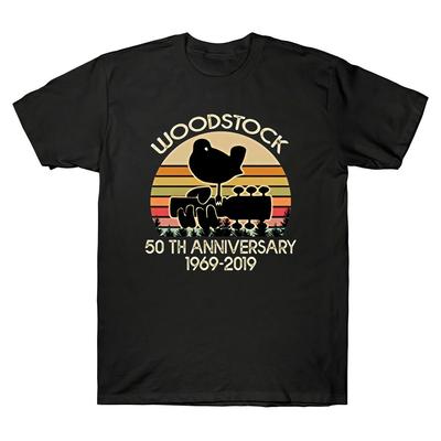 Woodstock 50-jarig jubileum 1969 2019 Muziek Vintage Retro T-shirts Zwarte Tee