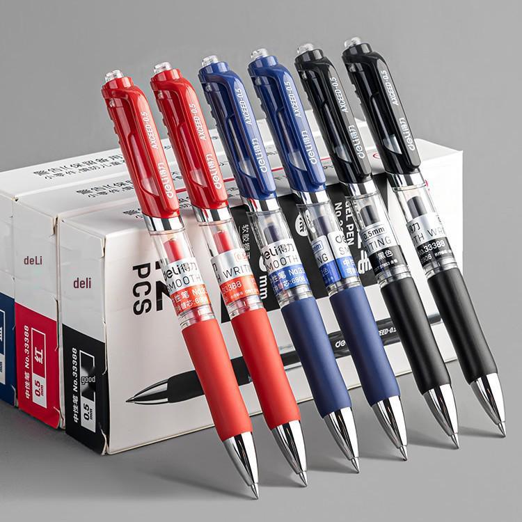 Deli 33388 0.5mm Gel Pen - Press-Type Bullet Tip for Business & Office Signatures Black Pen 12pcs