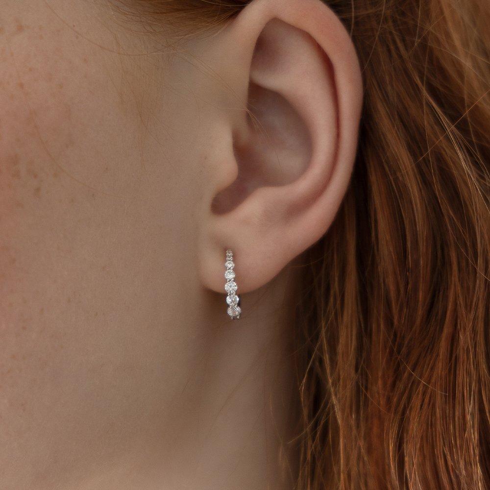 (925 Silver) Gradient Cubic Hoop Earrings Ec3228