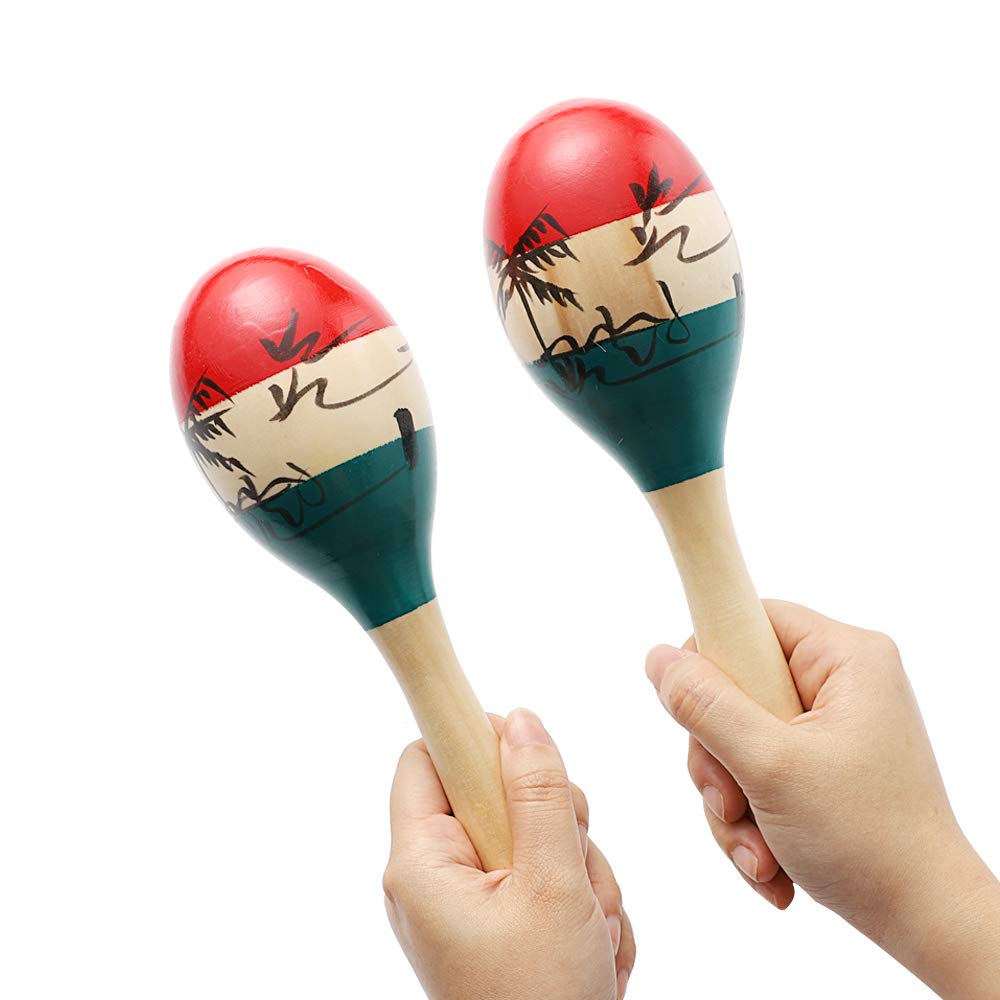 Musfunny Maracas, Sett med 2, Håndmalte Latinamerikanske Maracas i Tre, Perfekt for Fester, Opptredener og Mer (Fargerik)