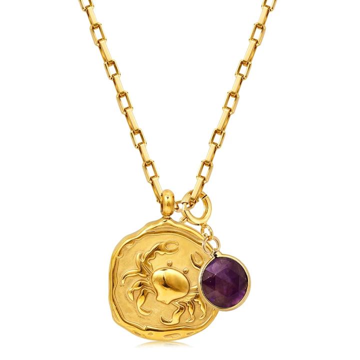 12 Zodiac Stainless Steel Women's Necklace Birthstone Zodiac Round Pendant Necklace Sweater Chain Amulet Color Christmas Gift