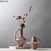Vintage Griff Keramikvase Schreibtischdekoration Künstliche Blume Blumenarrangement Retro Blumenvase Raum Ästhetische Dekoration