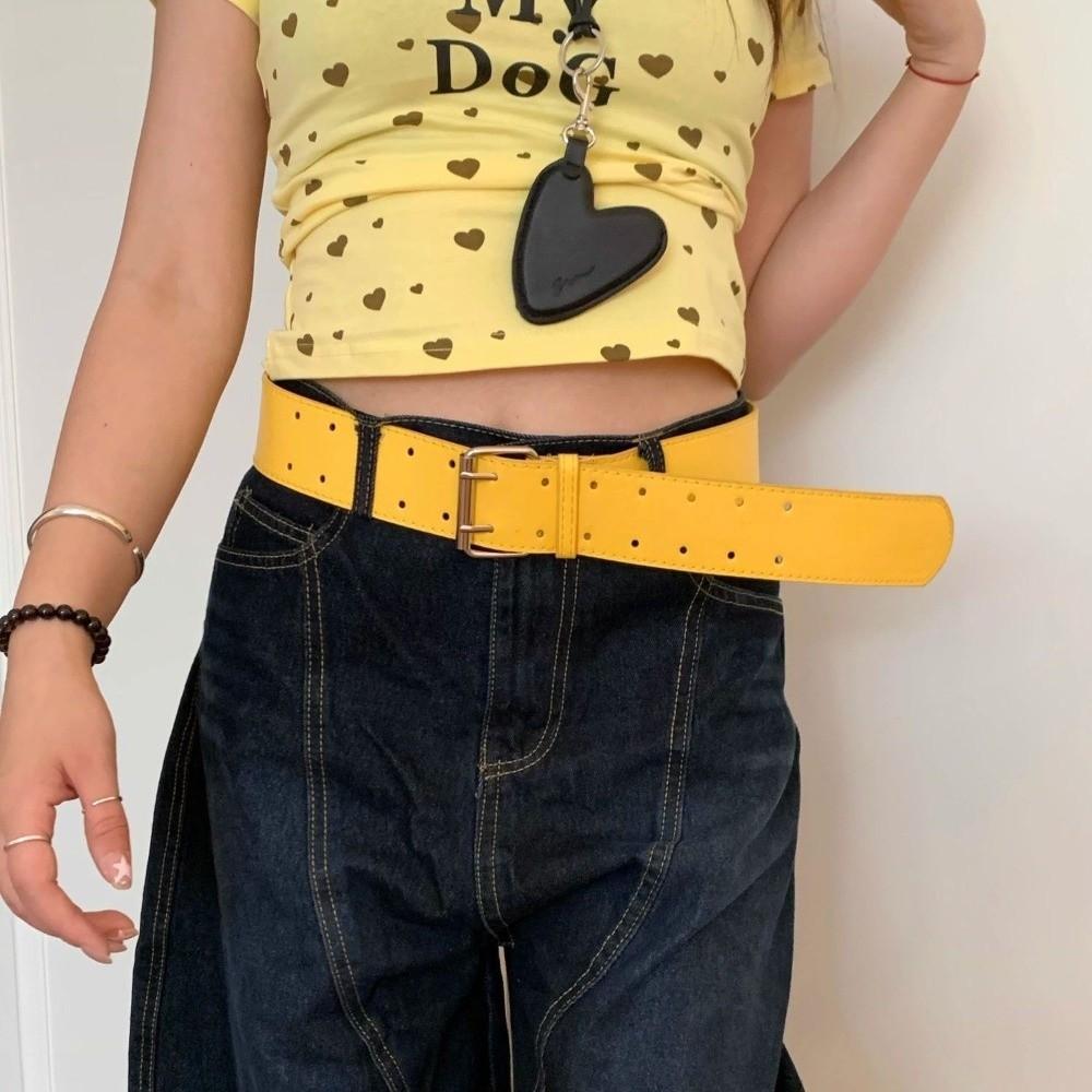 Double-Breasted Wide Waist Belt Versatile Dress Jeans Belt American Women's Belt  Waist Accessories