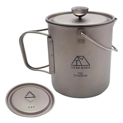 TITAN MANIA Coffee French Press Lid Set Folding Bail Coffee Press Coffee Camping Storage Bag Included - Titanium, 750ml, Lightweight, Handle, Handle,