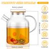 Glass Pitcher with Bamboo Lid 1800ml Glass Water Pitcher Heat Resistant Glass Jug with Handle Leafproof Glass Kettle with Nana