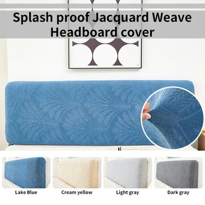 1 Pc Splash Proof Headboard Cover Certain Plant’S Leaves Pattern Headboard Cover Knitted Elastic Jacquard Bedside Cover For Bed