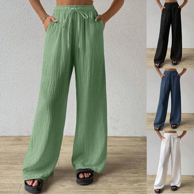 2024 Women's Elegant Wide-Leg Elastic Waist Pants - Versatile Casual Fashion