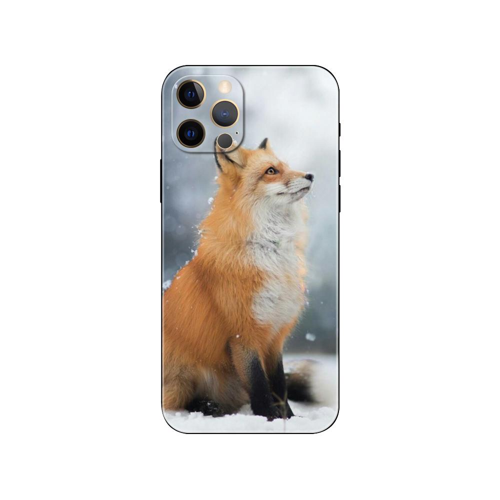 Niedliche Cartoon-Tier Fuchs Handyhülle für iPhone 5 5s 2020se 6 6s 7 8 plus x 10 XR XS 11 12 13 mini pro MAX schwarze TPU-Rückseite
