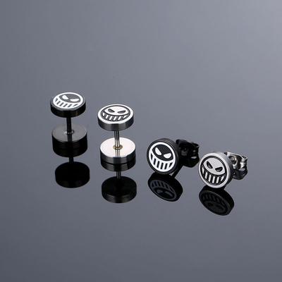 Hot Design Personality Stainless Steel Stud Earrings Vintage Smiling Face Funny Earring For Fashion Women Men Jewelry