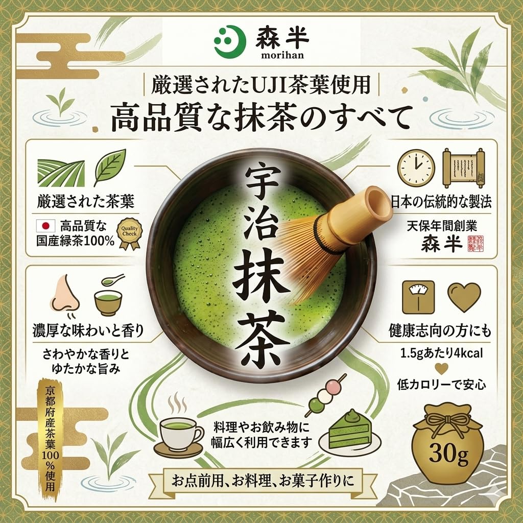 No-brand Product Morihan Uji Matcha Green Tea Powder 30g X 3 Pack 90g Total Kyoto Japan Ceremony Latte Baking Cooking