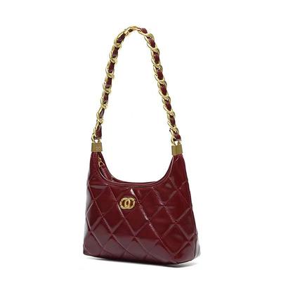 Borsa Sottobraccio a Catena a Forma di Diamante da Donna, Borsa Monospalla Grande Capacità in Morbida Pelle di Alta Qualità per l'Autunno