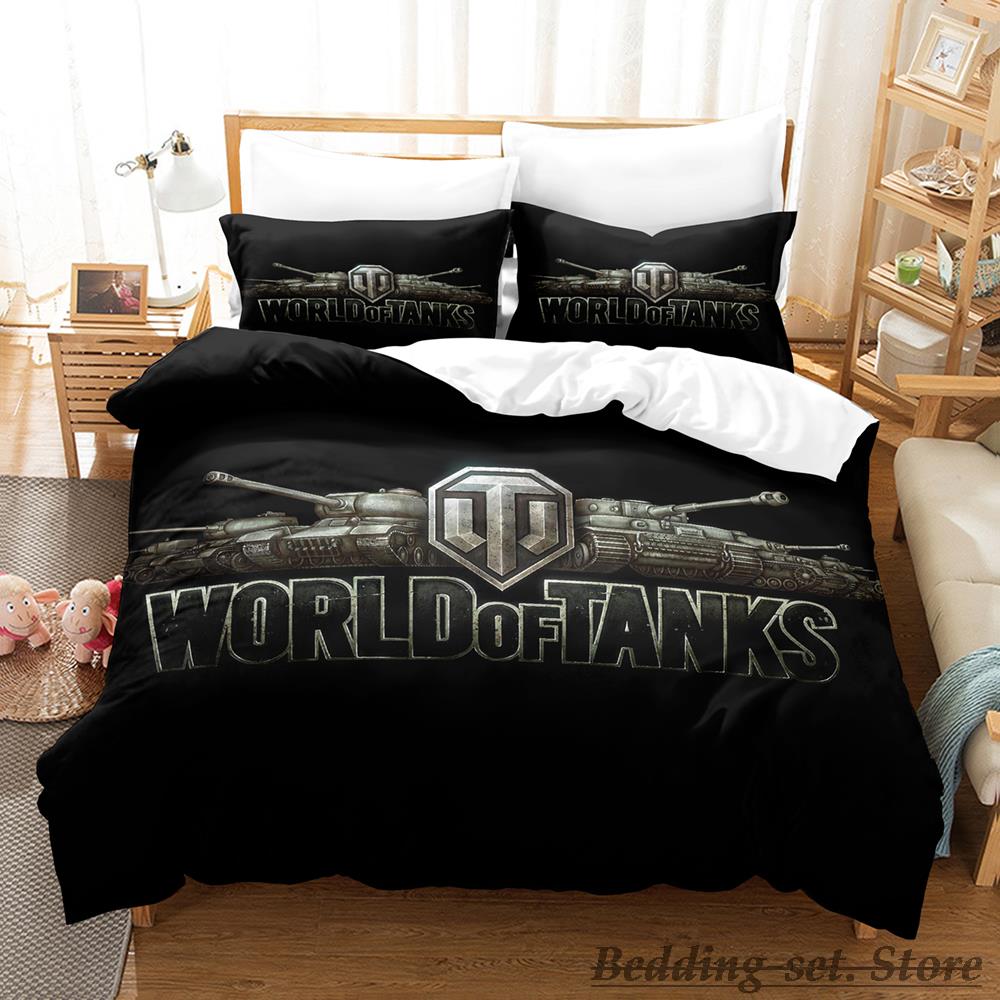 Game World Of Tanks Bedding Set Single Twin Full Queen King Size Bed Set Adult Kid Bedroom Duvetcover Sets Anime Bed