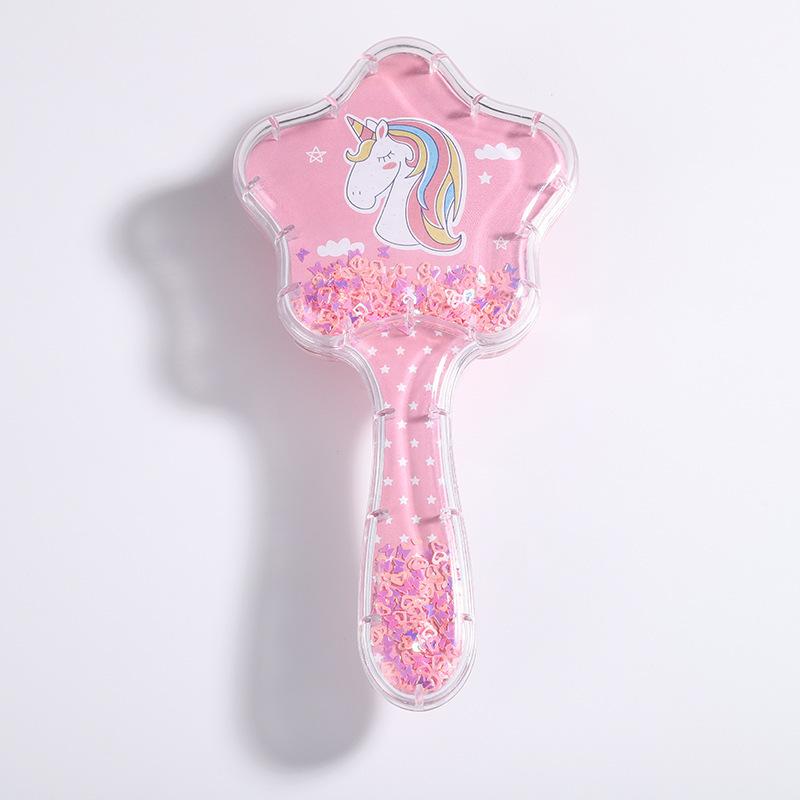 2023 New Cartoon Quicksand Comb with Glitter and Foam Hair Cushion Massage Comb for Cosmetic Styling