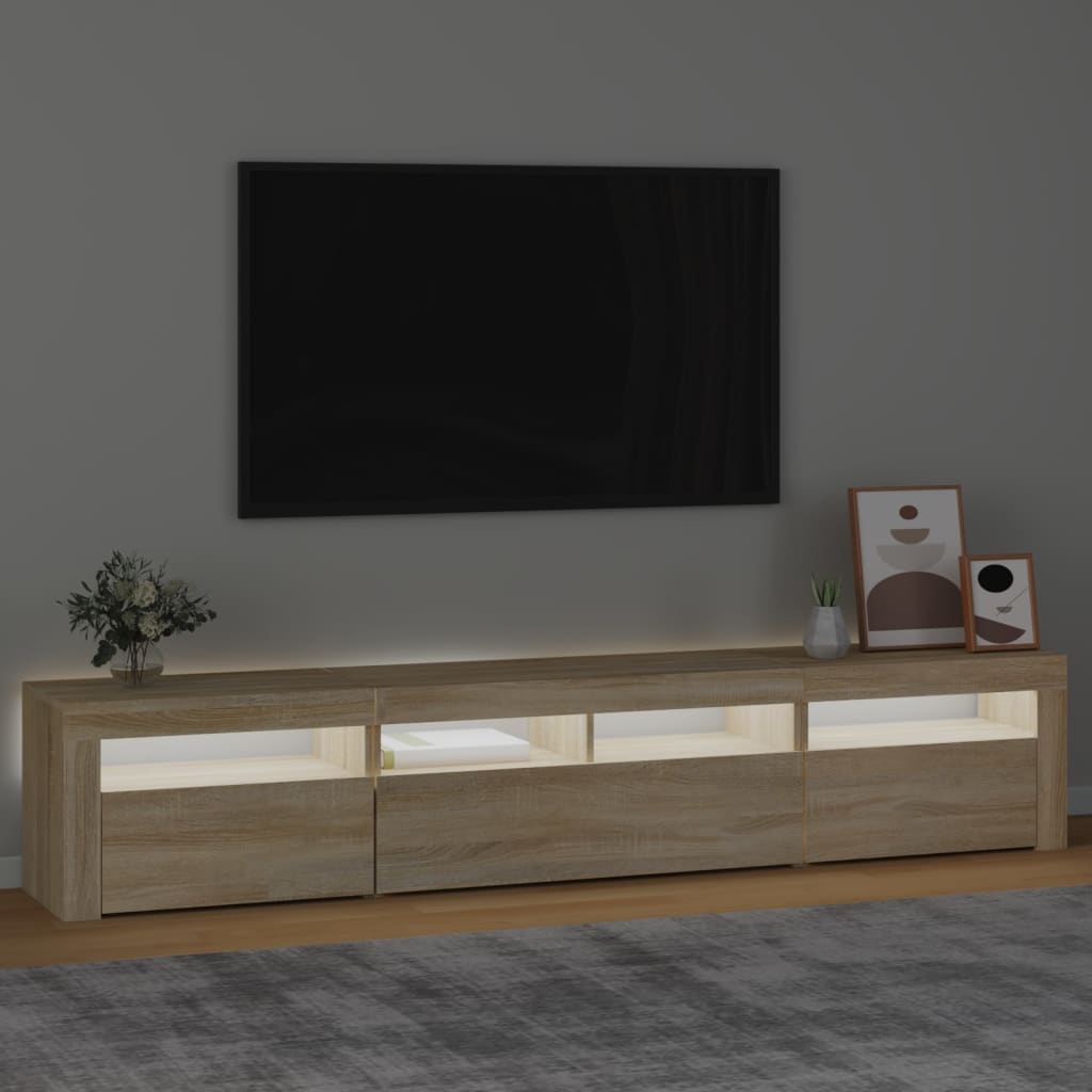 Vidaxl Szafka Pod Tv Z Oświetleniem Led, Dąb Sonoma, 210X35X40 Cm