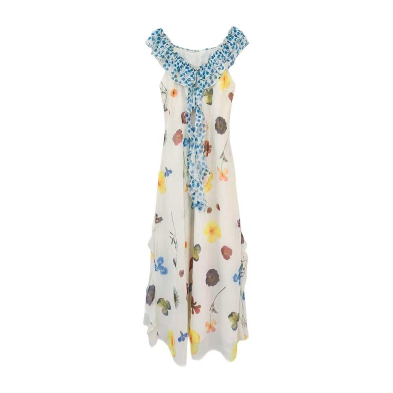 Women s French Floral Puff Sleeve Summer Maxi Dress, Waist-Cinching Beach Vacation Style (2026) M