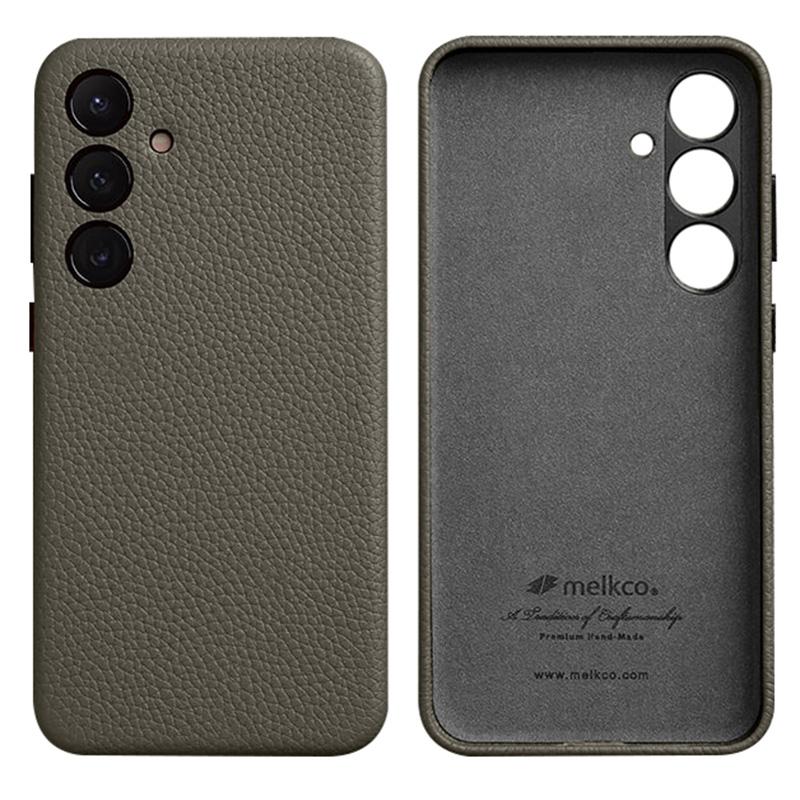 MELKCO For Samsung Galaxy S24+ Case Genuine Cow Leather+PC Anti-drop Phone Cover