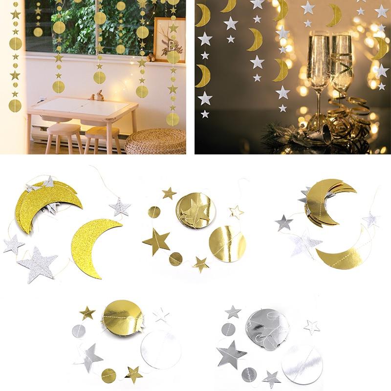 Mubarak Eid Muzułmański Islam Baner Księżyc Gwiazda Ramadan Modna Girlanda Dekoracja Wisząca