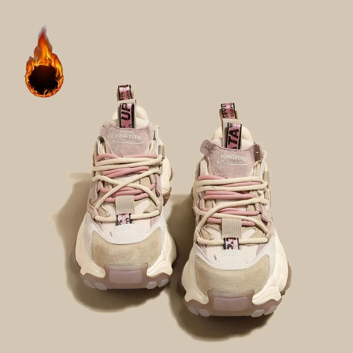 2024 Мода Кожа 5см Увеличение Роста Папины Кроссовки для Женщин Осень Женские — фото 6