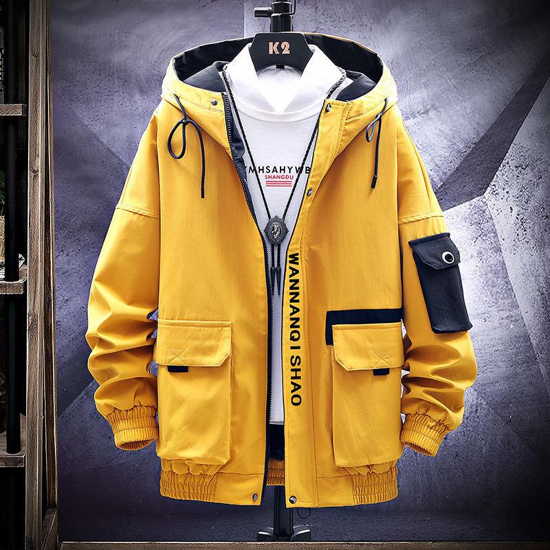 Men's Workwear Jackets, Men's Spring and Autumn Casual Korean Style Trendy Tops, Men's Hooded Student Spring Wear, Thin Men's Clothing