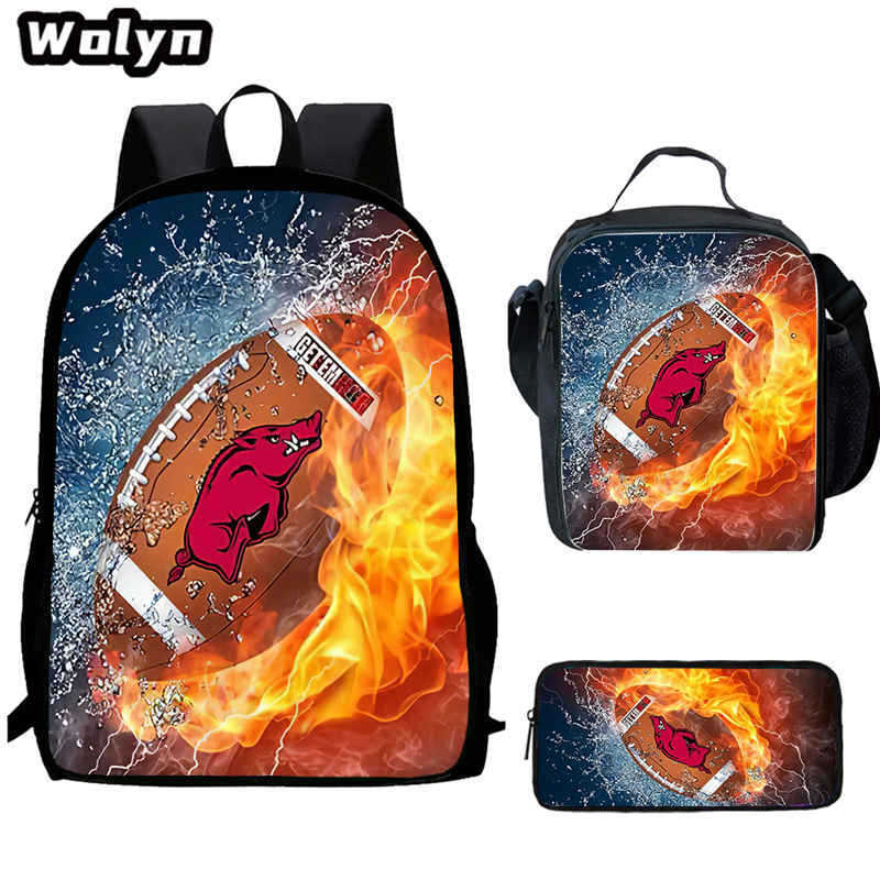Football football 16 inch meal bag satchel three-piece pattern primary school backpack