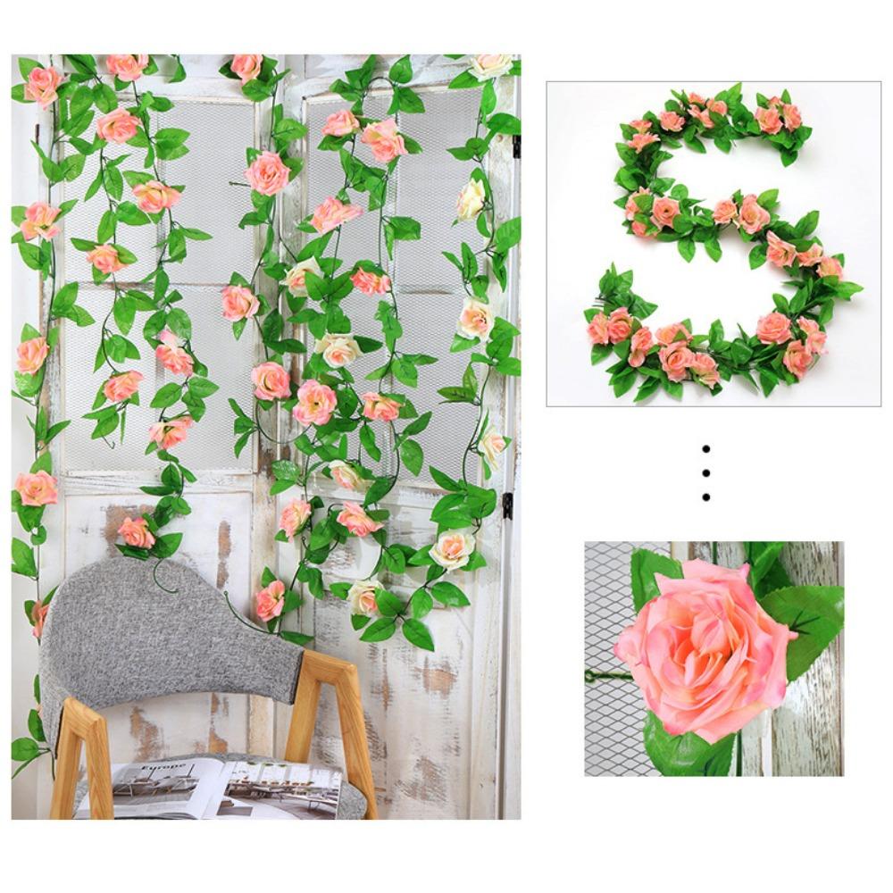 16/69Heads Artificial Rose Vine Plastic Silk Fake Plants Leaves Home Decoration