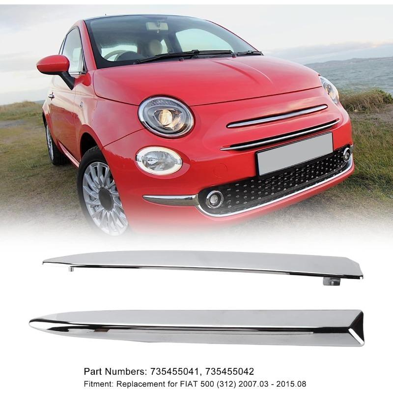 735455041 735455042 Paar Auto Frontstoßstange Obere Zierleiste Chrom Carbon Zierleiste Für FIAT 500 2008‑2015 Frontstoßstange Unterer Kühlergrill Zierleiste