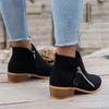 Eleganta slip-on ankelstövlar för damer, spetsig tå, vinterstövlar med dragkedja, dämpad TPR-sula