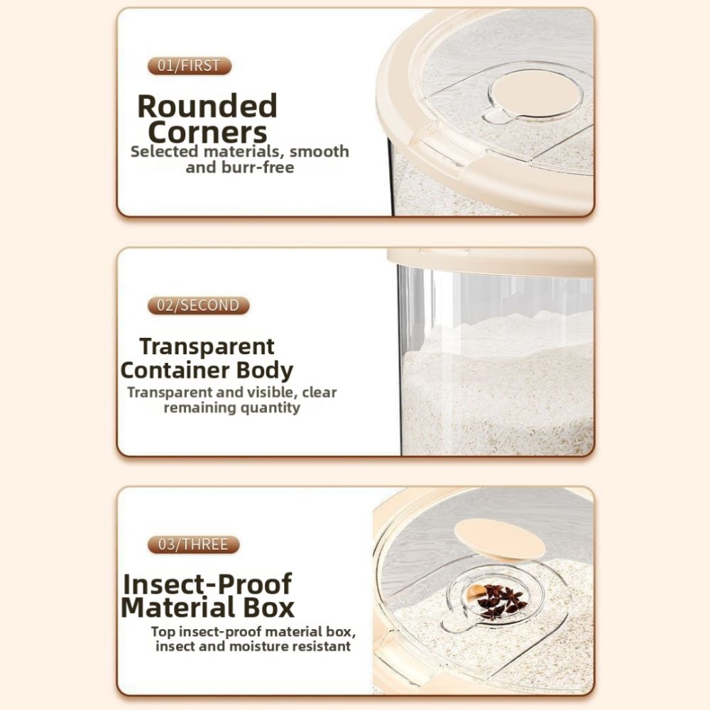 Moisture-proof Kitchen Storage Bin Clear Airtight Storage Bucket New Grain Storage Bin Home Use
