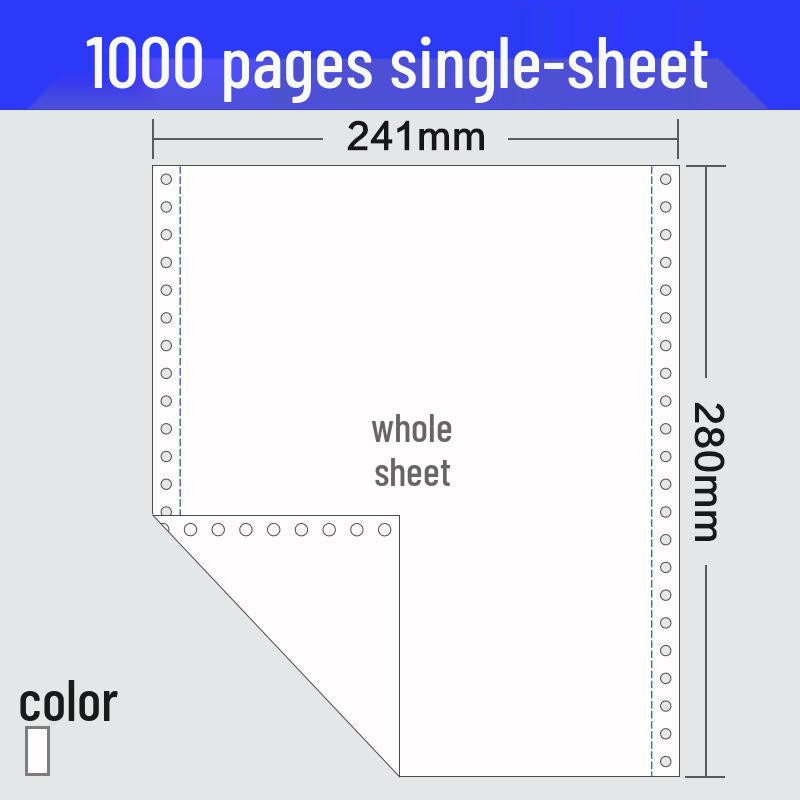 241-Pin Four-Part Computer Printing Invoice Paper - 1000 Sheets, Two-Fold & Three-Fold