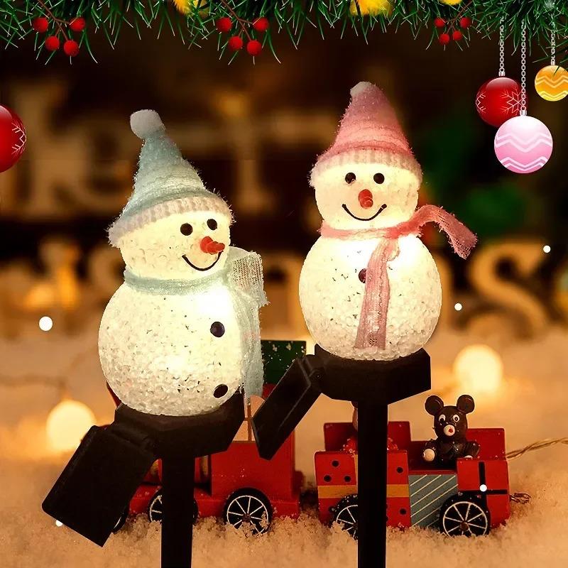 Christmas Snowman Ground Mounted Solar Outdoor Waterproof Lawn Light Courtyard Festive Atmosphere Decoration Warm Night Light