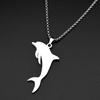 Jumping Dolphins Pendant Necklace For Women Men Stainless Steel Abalone Shell Ocean Clavicle Neck Chain Animal Jewelry Gifts