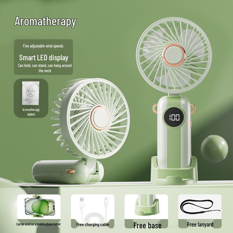 Portable Mini Handheld Fan with USB Charging, Foldable Design, Digital Display, Perfect for Students, Dorms, or As a Cross-Border Gift.
