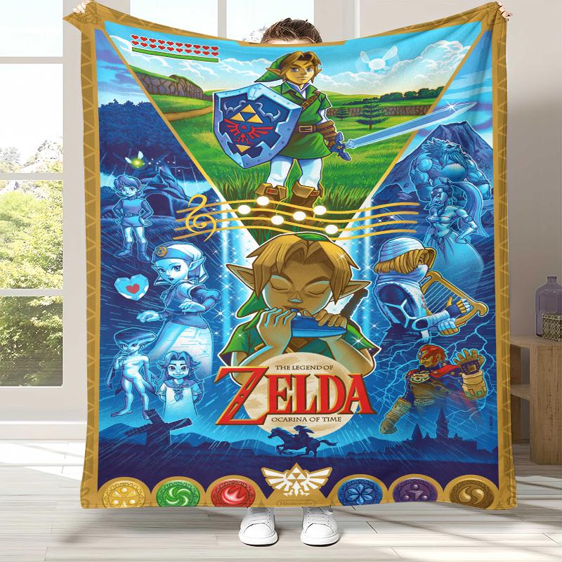 Retro Z-Zelda Cartoon Link Games Flannel Blanket,Ultra Soft Warm Plush Throw for Home Bedroom Bed Sofa Cover Camping Picnic Kid