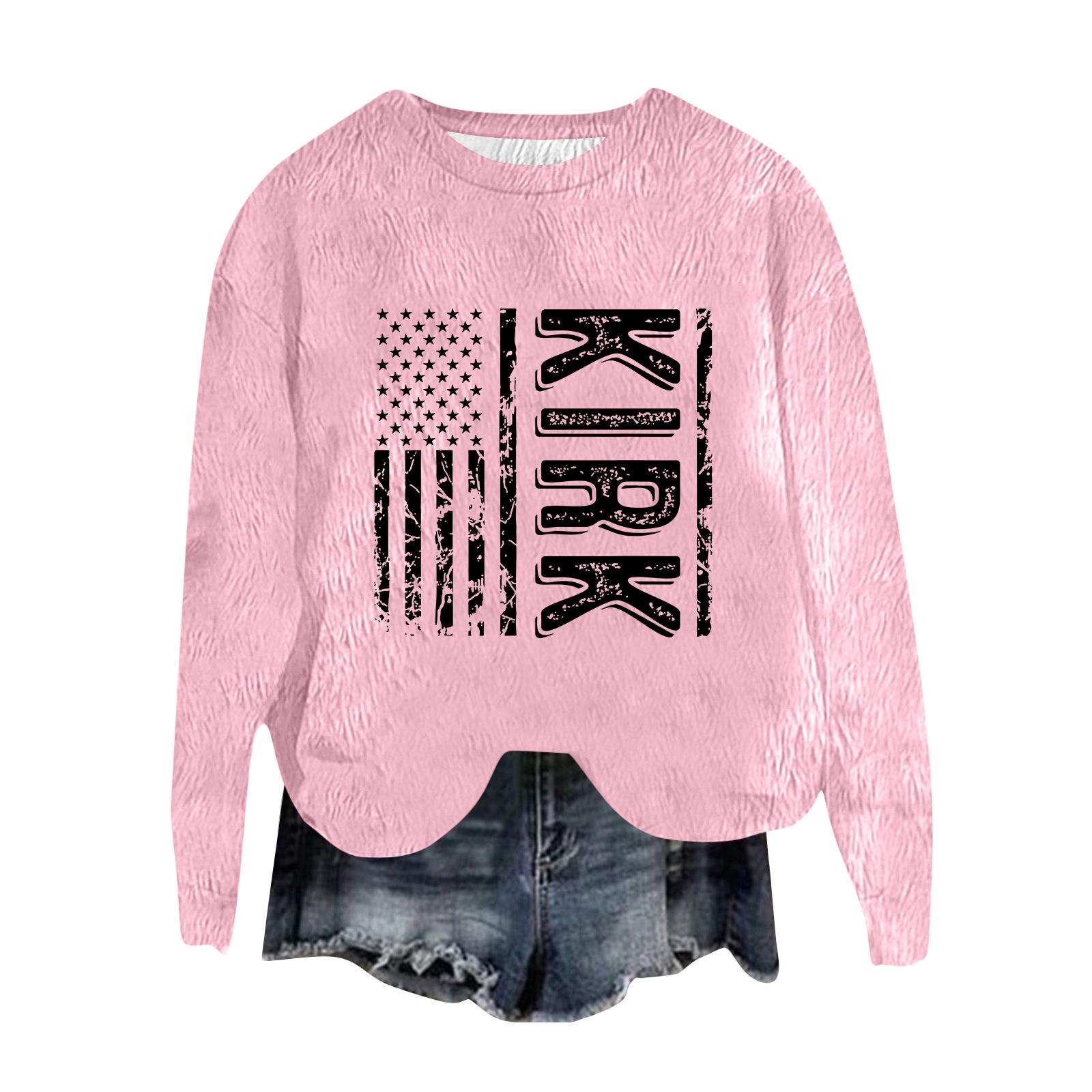 

Женский модный пуловер с круглым вырезом, футболка с длинным рукавом, с принтом XL розовый