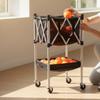 Pickleball Basket Cart with Wheels Compact Foldable Ball Hopper Long-Lasting