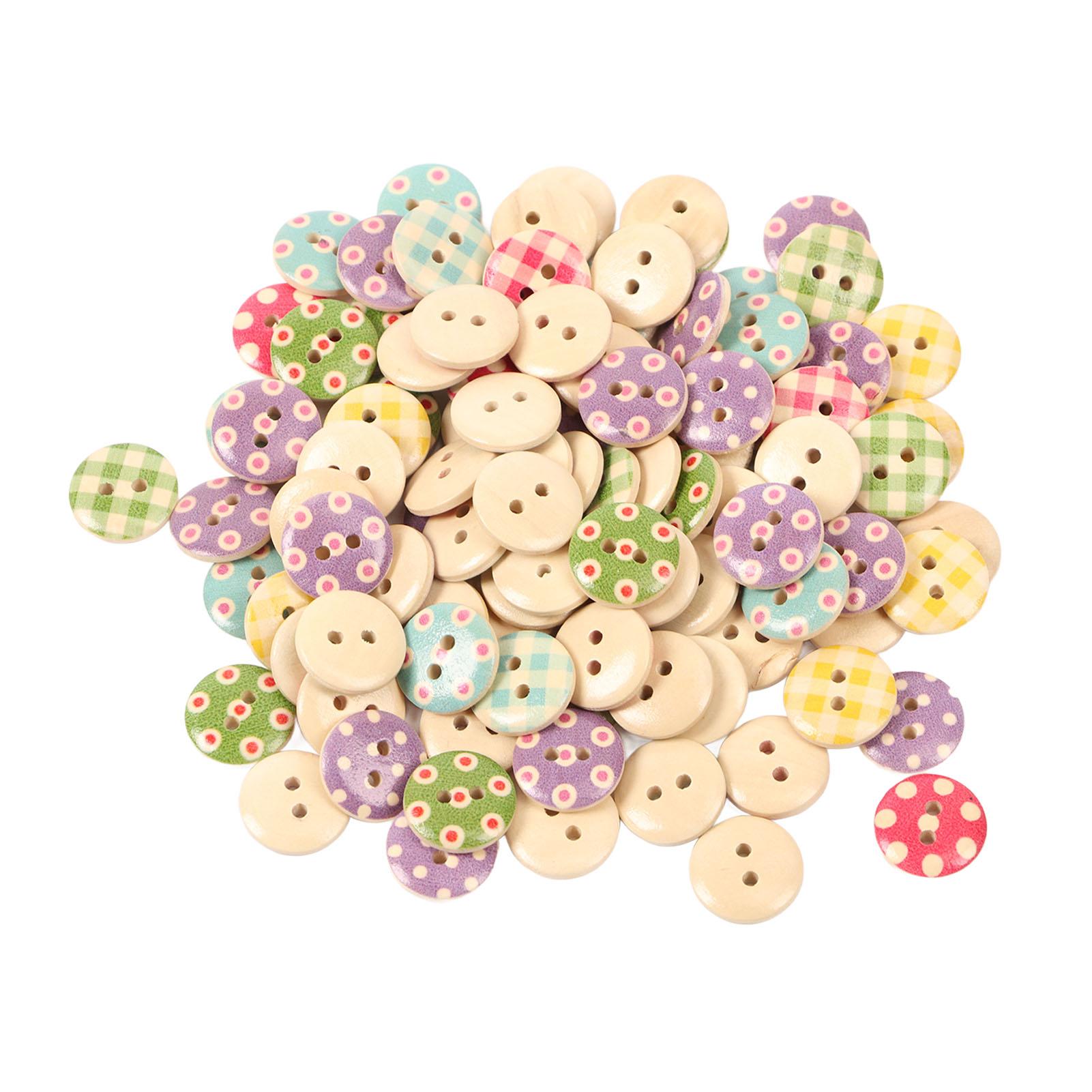 

500PCS Wooden Button Multipurpose Fashionable Primary Color Base 2 Holes Decorative Sewing Button for Craft Supplies
