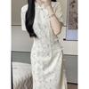 Dámské jarní a letní nové čínské temperamentní čcheongsam elegantní krajkové společenské šaty