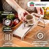 KINGHOFF KH-2006 Mandoline Slicer, Stainless Steel, Adjustable Thickness, Gray, 30x13.5x11.5cm, with Pusher