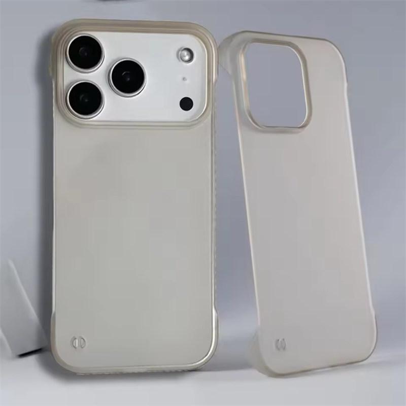 Ultra-Thin Frameless Case For iPhone 17 Air 16 15 14 13 12  Pro Max Plus 17Pro Glossy Hard Matte Slim Breathable Funda Coque