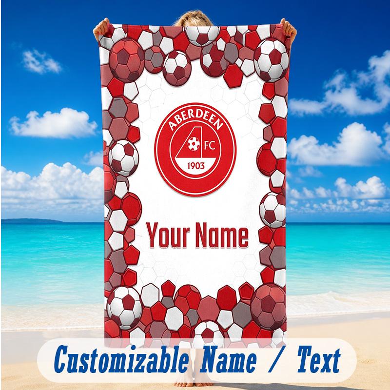 Beach Towel Custom Name Text, Quick Dry Large Towel For Beach HomeAberdeen FC
