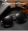 Men's Fashionable Square Polarized Sunglasses - Aluminum Magnesium, Spring Leg Metal, Perfect for Driving (Model 9821)
