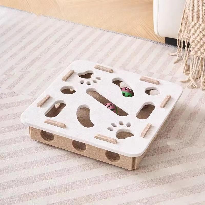 

Cat Puzzle Toys, Felt Puzzle Cat Sports Ball Toys, Indoor Sports Entertainment, Puzzle Maze Digging бежевий