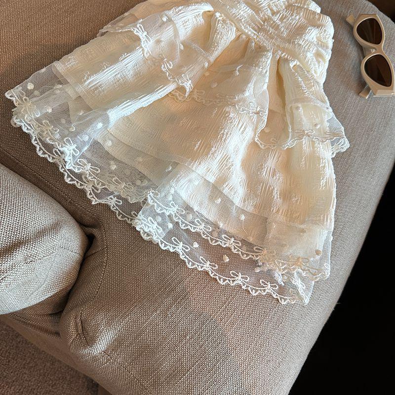 Ballet-Inspired High Waist A-Line Lace Chiffon Skirt for Women