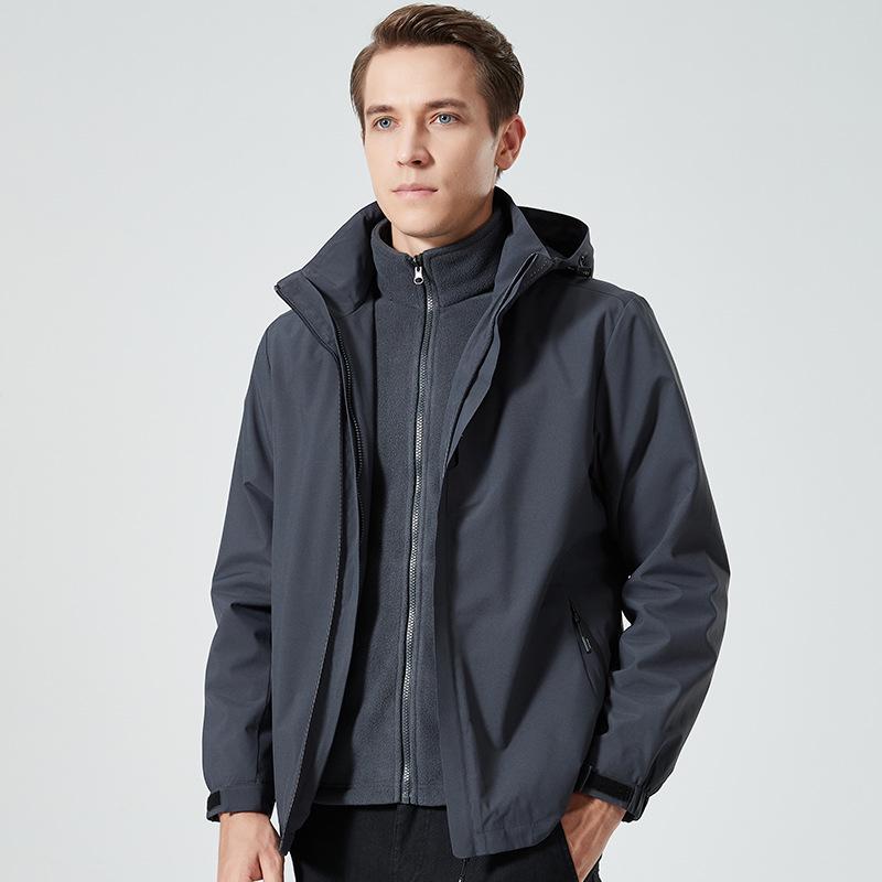3-in-1 Men's and Women's Waterproof Windproof Mountaineering Jacket Set for Outdoor Winter, Spring, and Autumn.