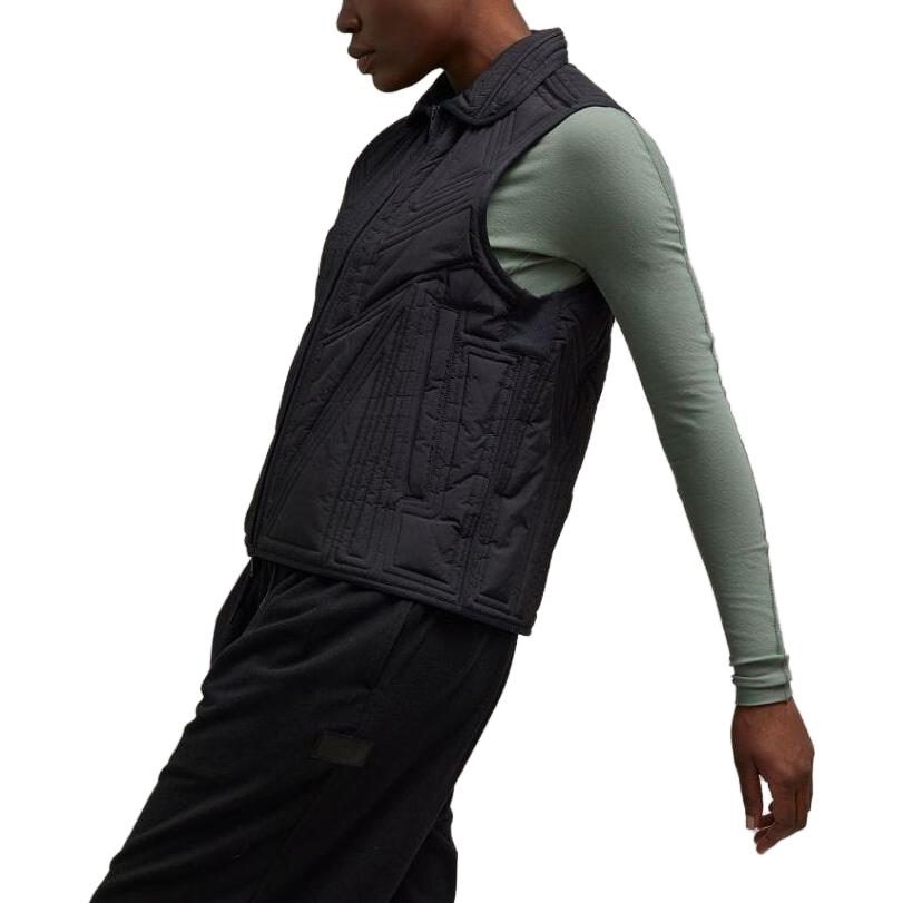 Y-3 Quilted Vest Solid Color Zip Collar Sleeveless Vest Women Vest Black IL2064