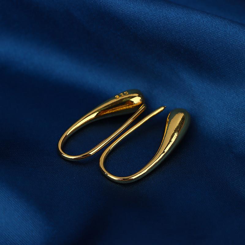 

Серьги из стерлингового серебра 925 пробы, серьги-капли для женщин, золотые модные украшения, винтажные простые аксессуары для вечеринок, подарки, серьги золотой