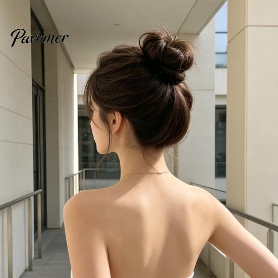 Natural Looking Bun Extension Women Hairpiece with Hair Tie, Straight Instant Volume Extension, Synthetic Updo Chignon Ponytail Scrunchies Scrunchie