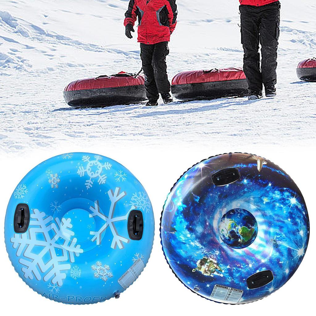 Inflatable Snow Tube Heavy Duty Children 43.3 Inch Inflatable Snow Sled for Winter Fun Skiing New Year Family Activities Sports